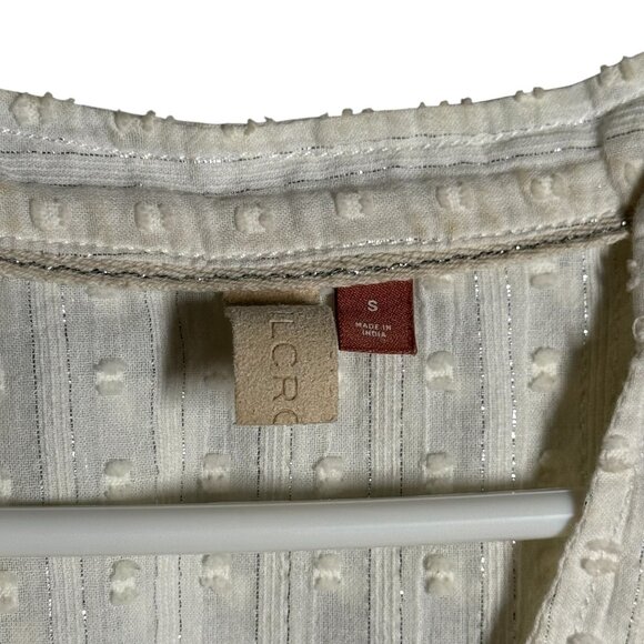 Pilcro Anthropology White Ruffle Sleeve Button-Down Blouse With Textured size sm - Picture 4 of 7